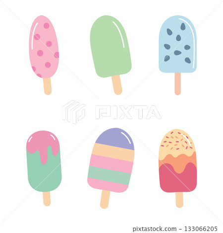 Summer Ice Cream Popsicle Illustration Set Summer Ice Cream Popsicle Illustration Set 133066205