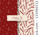 Christmas tree branch seamless vector patterns set in warm red and cream tones for holiday decor textiles gift wrap and branding 133066532