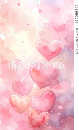 Background material_Watercolor style Lots of heart marks Background material_Watercolor style Lots of heart marks 133066803