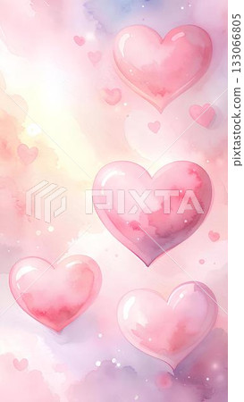 背景素材_水彩風格，有許多心形圖案 133066805