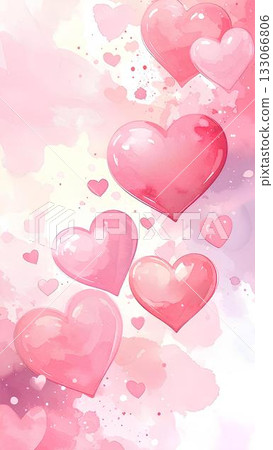 背景素材_水彩風格，有許多心形圖案 133066806