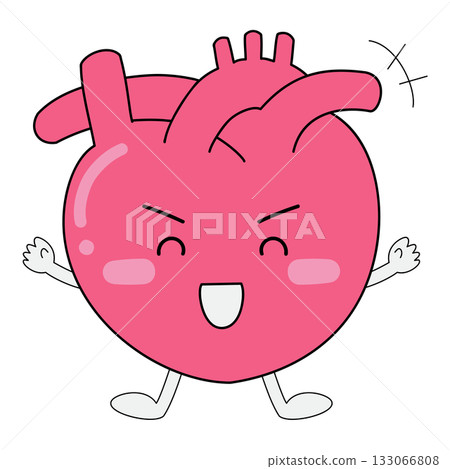 心型人物面帶微笑，張開雙臂 133066808