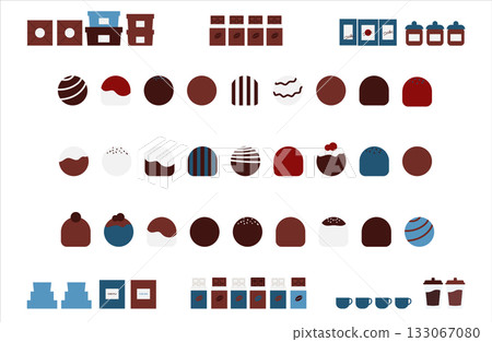 Simple and easy-to-use illustration material of truffles and chocolate bars Simple and easy-to-use illustration material of truffles and chocolate bars 133067080