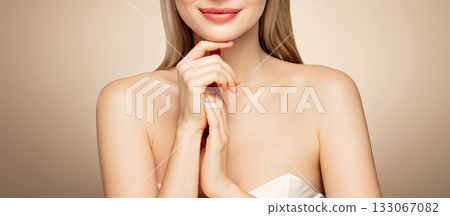 Portrait beautiful young woman with clean fresh skin Portrait beautiful young woman with clean fresh skin 133067082