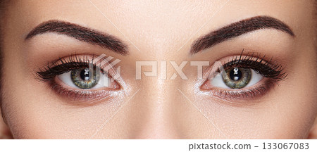 Beautiful female eyes with long eyelashes 133067083