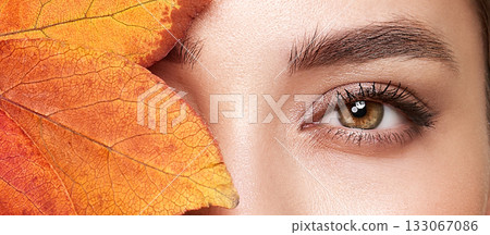 Beautiful female eyes with long eyelashes 133067086