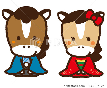 Horse cubs giving New Year's greetings 133067124