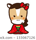 Horse girl giving New Year's greetings 133067126