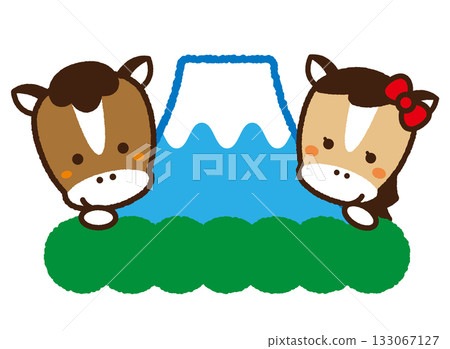 Mount Fuji and horse cubs Mount Fuji and horse cubs 133067127