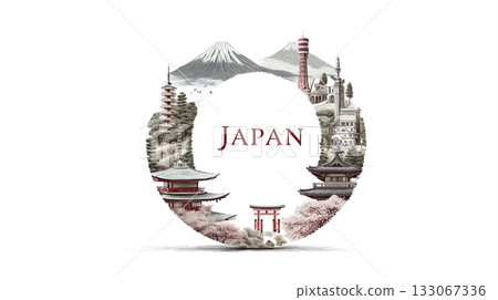 以日本旅行為靈感的插畫 133067336