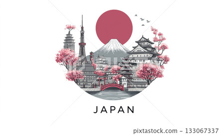 以日本旅行為靈感的插畫 133067337