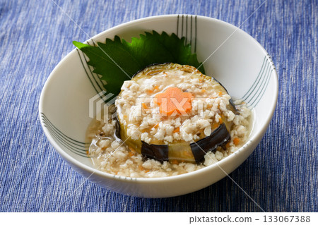 Eggplant with minced chicken and thick sauce Eggplant with minced chicken and thick sauce 133067388