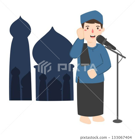 Muslim man doing the call to prayer Muslim man doing the call to prayer 133067404