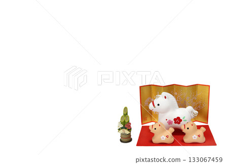 Horse Year of the Horse New Year's material New Year's card New Year's postcard size Horizontal 133067459