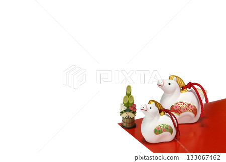 Horse Year of the Horse New Year's material New Year's card Postcard size Horizontal 133067462