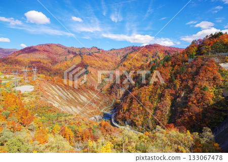 Autumn leaves of Okadaden Lake 133067478