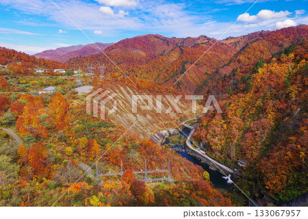 Autumn leaves of Okadaden Lake 133067957