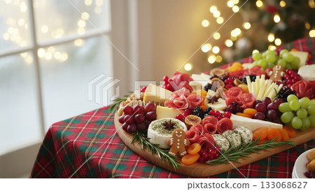 時尚聖誕起司拼盤：什錦熟食與起司 133068627