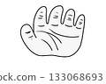Deformed wrinkled hand illustration (line drawing) 133068693