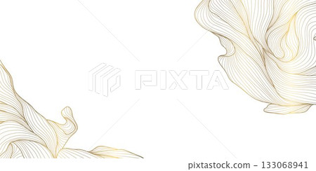 Vector gold floral pattern, elegant line art flowers and leaves, luxury background. Modern design border, frame, wedding cards, branding and decorative template Vector gold floral pattern, elegant line art flowers and leaves, luxury background. Modern design border, frame, wedding cards, branding and decorative template 133068941