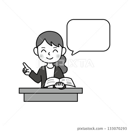 Female teacher explaining speech bubble Female teacher explaining speech bubble 133070293