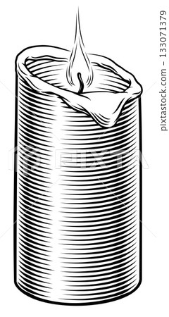 Tall Candle Flame Woodcut Illustration Tall Candle Flame Woodcut Illustration 133071379