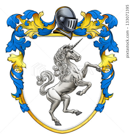 Coat of Arms Crest Unicorn Family Heraldic Shield Coat of Arms Crest Unicorn Family Heraldic Shield 133071395