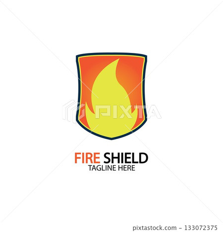Fire shield logo design element. Fire warning sign shield. Fire flame vector illustration 133072375