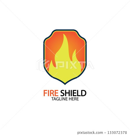 Fire shield logo design element. Fire warning sign shield. Fire flame vector illustration 133072378
