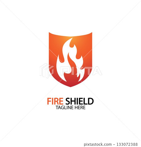 Fire shield logo design element. Fire warning sign shield. Fire flame vector illustration Fire shield logo design element. Fire warning sign shield. Fire flame vector illustration 133072388