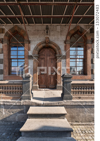 Entrance of Kayseri Clock Tower Saat Kulesi, a historic landmark in Kayseri, Turkey. Entrance of Kayseri Clock Tower Saat Kulesi, a historic landmark in Kayseri, Turkey. 133072483