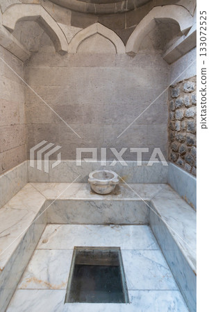 Historic marble Ottoman bath at Gupgupoulu Konagi, Kayseri Ethnography Museum, Kayseri, Turkey. Historic marble Ottoman bath at Gupgupoulu Konagi, Kayseri Ethnography Museum, Kayseri, Turkey. 133072525