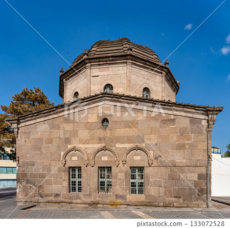Historic Zeynel Abidin Turbesi in Kayseri, Turkey, under a clear blue sky. 133072528