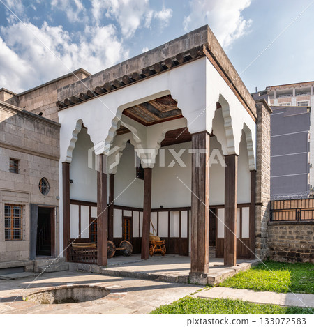 Gevher Nesibe Madrasa courtyard, a historic Seljuk building in Kayseri, Turkey. 133072583
