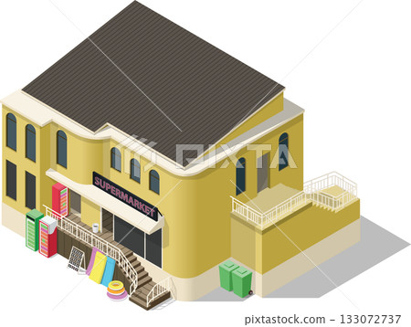 Isometric summer beach roadside supermarket Isometric summer beach roadside supermarket 133072737