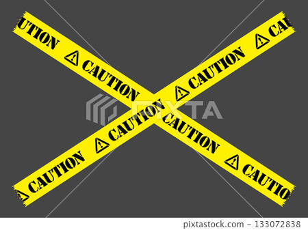 用膠帶貼出「CAUTION」字樣，形狀像X。 133072838