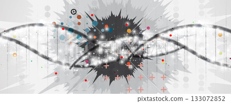 Futuristic hexagons, DNA strands, connected neural web 133072852