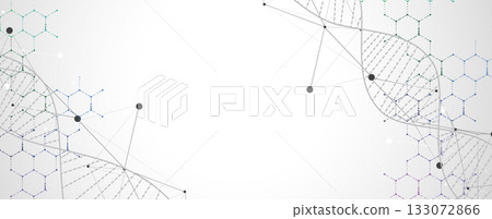 Futuristic hexagons, DNA strands, connected neural web Futuristic hexagons, DNA strands, connected neural web 133072866