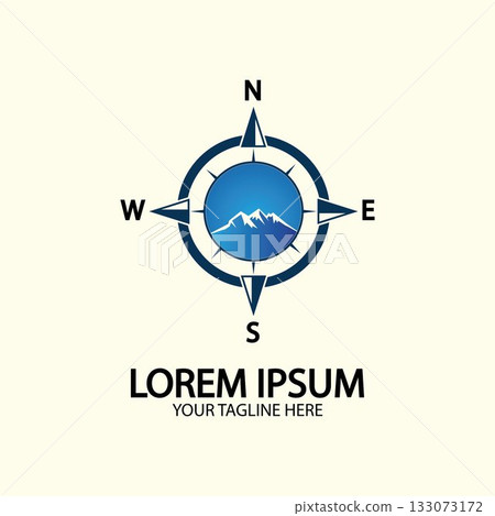 Compass with mountain for logo design illustrator exploration icon hiking tool. Compass with mountain for logo design illustrator exploration icon hiking tool. 133073172