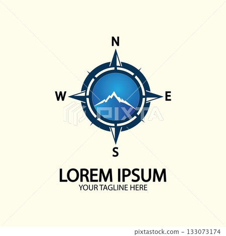 Compass with mountain for logo design illustrator exploration icon hiking tool. Compass with mountain for logo design illustrator exploration icon hiking tool. 133073174