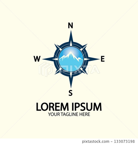 Compass with mountain for logo design illustrator exploration icon hiking tool. Compass with mountain for logo design illustrator exploration icon hiking tool. 133073198