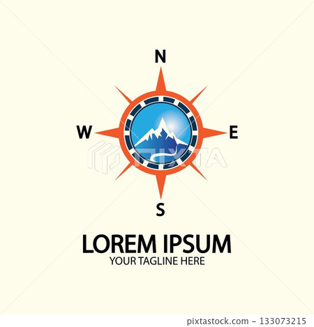 Compass with mountain for logo design illustrator exploration icon hiking tool. Compass with mountain for logo design illustrator exploration icon hiking tool. 133073215