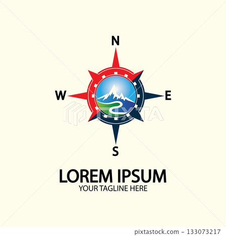Compass with mountain for logo design illustrator exploration icon hiking tool. Compass with mountain for logo design illustrator exploration icon hiking tool. 133073217