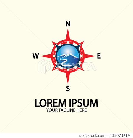 Compass with mountain for logo design illustrator exploration icon hiking tool. Compass with mountain for logo design illustrator exploration icon hiking tool. 133073219