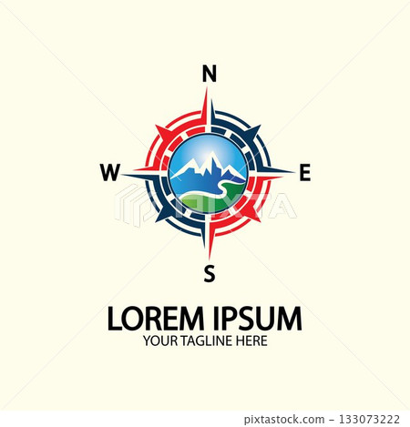Compass with mountain for logo design illustrator exploration icon hiking tool. Compass with mountain for logo design illustrator exploration icon hiking tool. 133073222
