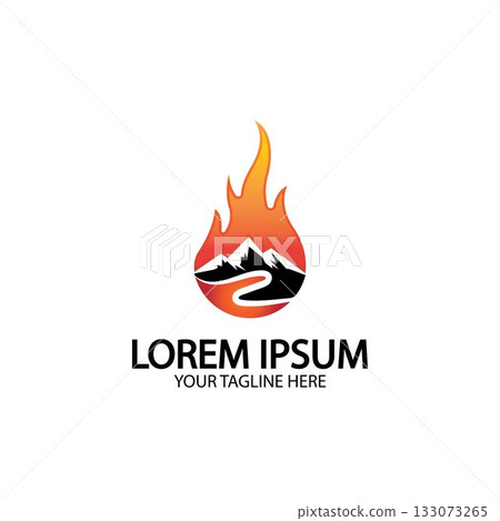 Mountain fire logo vector, mountain vector, fire vector, simple mountain logo design, fire simple design Mountain fire logo vector, mountain vector, fire vector, simple mountain logo design, fire simple design 133073265