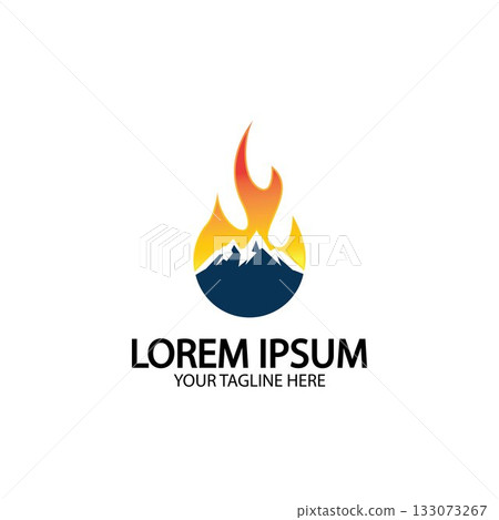 Mountain fire logo vector, mountain vector, fire vector, simple mountain logo design, fire simple design 133073267