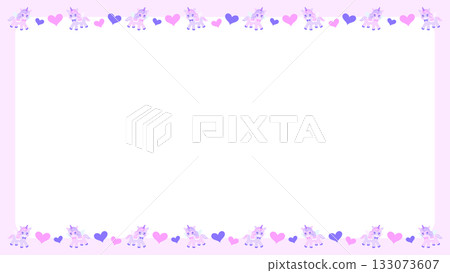 可愛獨角獸 YouTube 直播 16:9 橫屏邊框 粉紅色透明 133073607