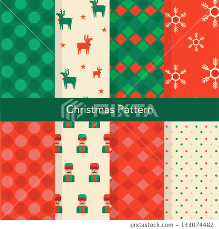 Set of Christmas vector seamless, snowflakes, stars. Loopable design for wrapping paper, textile, background, banner,Vector illustrations. 133074482