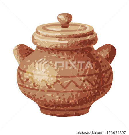 Brown Pot as Pottery and Ceramic Tableware and Crockery Vector Illustration Brown Pot as Pottery and Ceramic Tableware and Crockery Vector Illustration 133074807